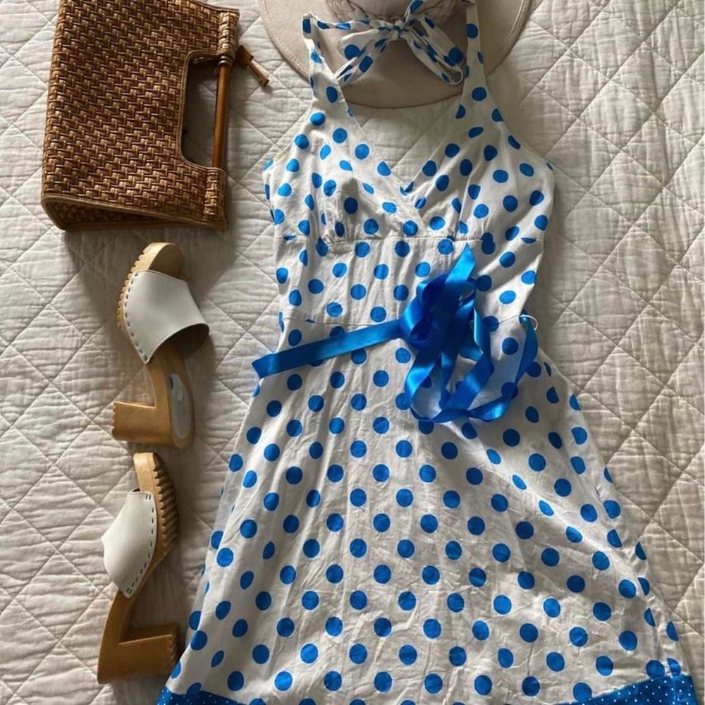Y2K Polka-dot Halter Dress 💙